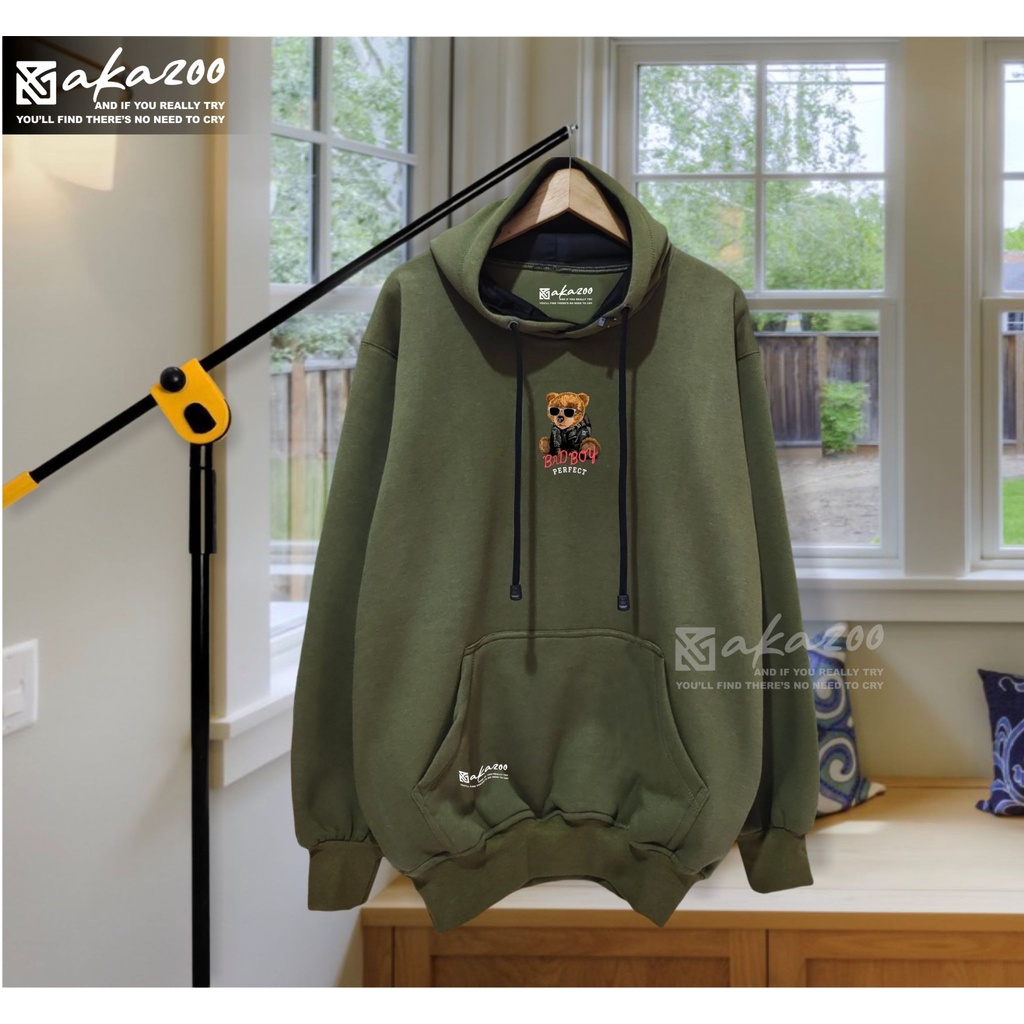 Áo hoodie Dày Dặn Họa Tiết Gấu Trúc Màu Xanh Lá Phong Cách Quân Đội 2022 Thời Trang Cao Cấp Cho Nam
