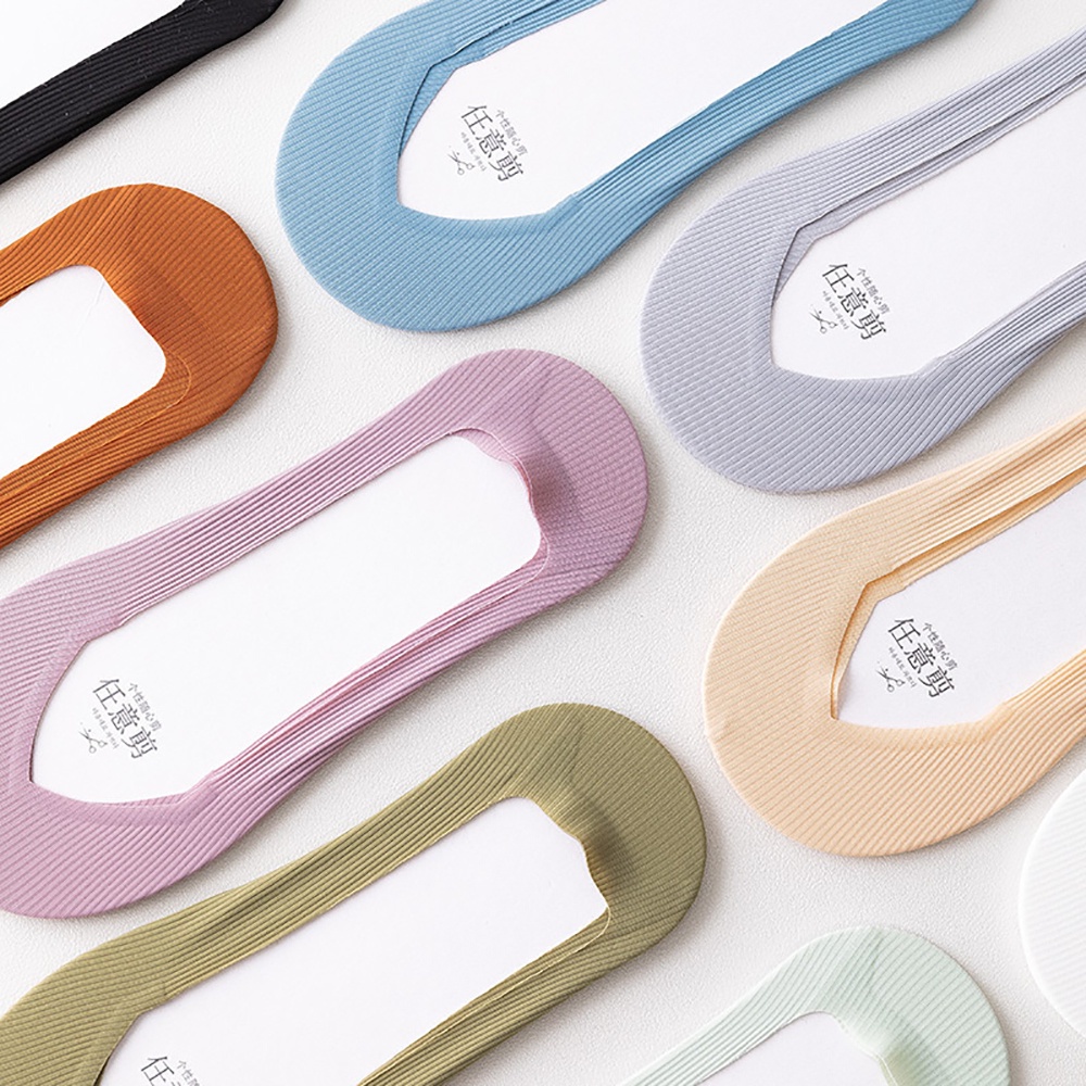 Vớ cotton chống trượt màu trơn dáng chữ v thoáng khí thời trang nhiều màu sắc tùy chọn cho nữ