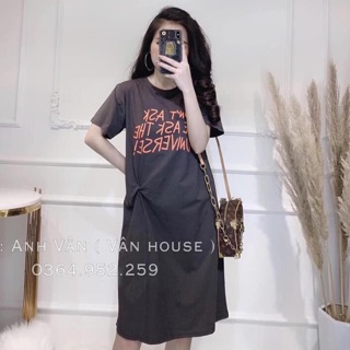🔥váy suông cotton nữ trẻ ✨ váy suông cotton in chữ
