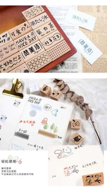 Mọc gỗ hoạ tiết và chữ mẫu 1 đến 10