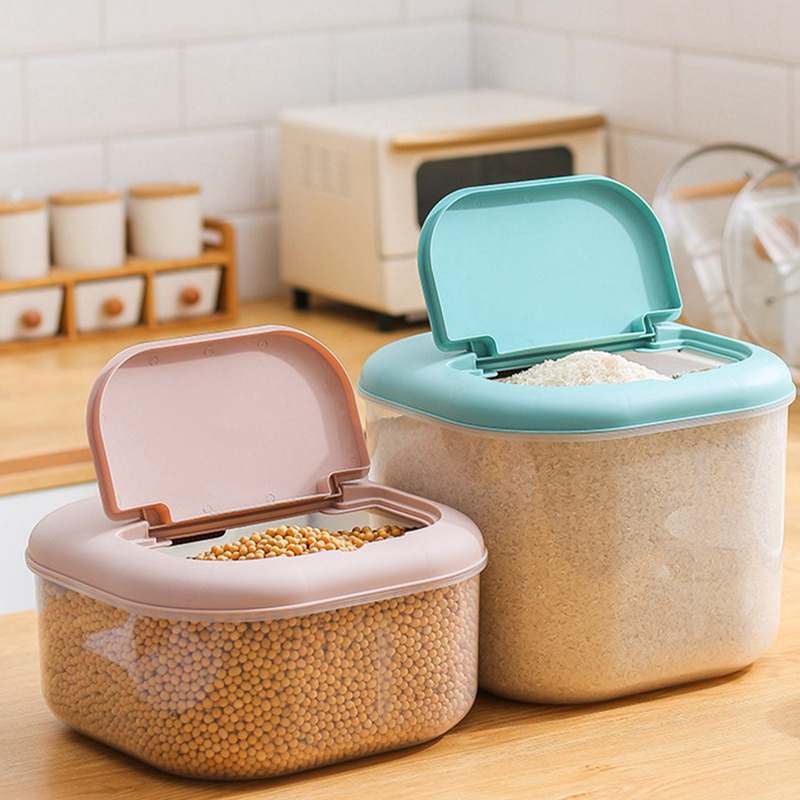 Rice Storage Box Sealed Cereal Dispenser Insect Proof Moisture Proof Pet Dog Food Storage Box(Pink S)