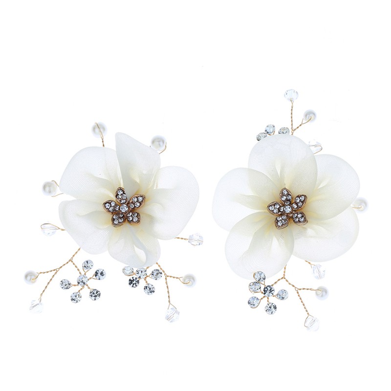 Set 2 nút ghim cài trang trí hình bông hoa đính ngọc trai giả xinh xắn tiện lợi