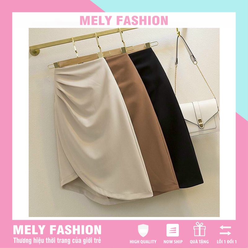 Chân váy Midi dài xẻ tà nhún eo giấu bụng phong cách sang trọng có bigsize Mely's Fashion CV21