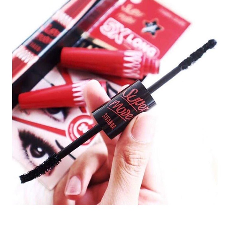 Mascara Hai Đầu Sivanna Colors Super Model 5X Long Deep Black Waterproof Thái Lan KBeauty