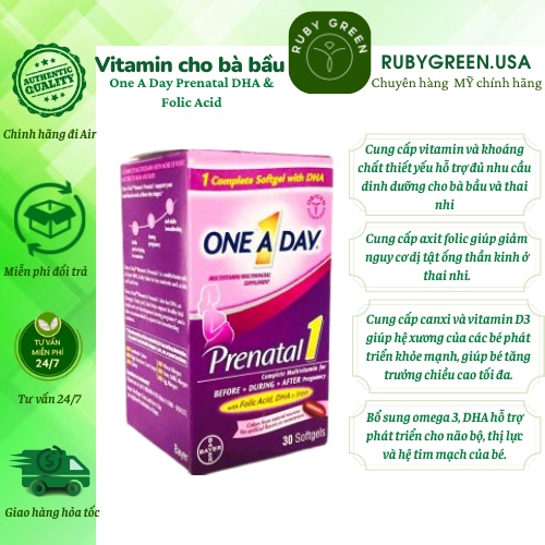 Vitamin tổng hợp dành cho bà bầu 30 viên - One a day Women’s Prenatal Muiltivitamin