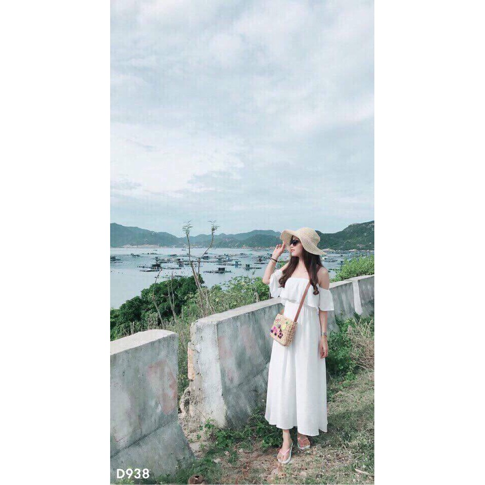 [Freeship toàn quốc] Đầm maxi trắng trễ vai đi biển tay luồn đáng yêu | BigBuy360 - bigbuy360.vn