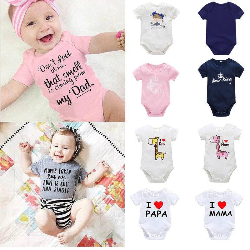 Áo liền quần tay ngắn kiểu dáng đơn giản thịnh hành cho em bé sơ sinh