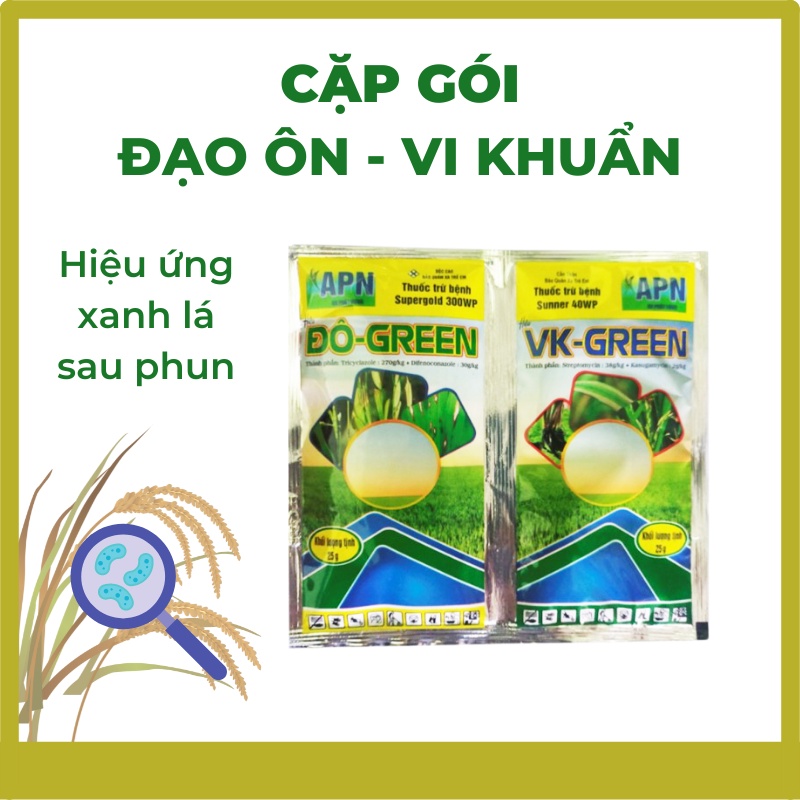 Cặp gói ĐẠO ÔN - VI KHUẨN quản lý bệnh đạo ôn và vi khuẩn trên lúa giai đoạn đẻ nhánh - làm đòng