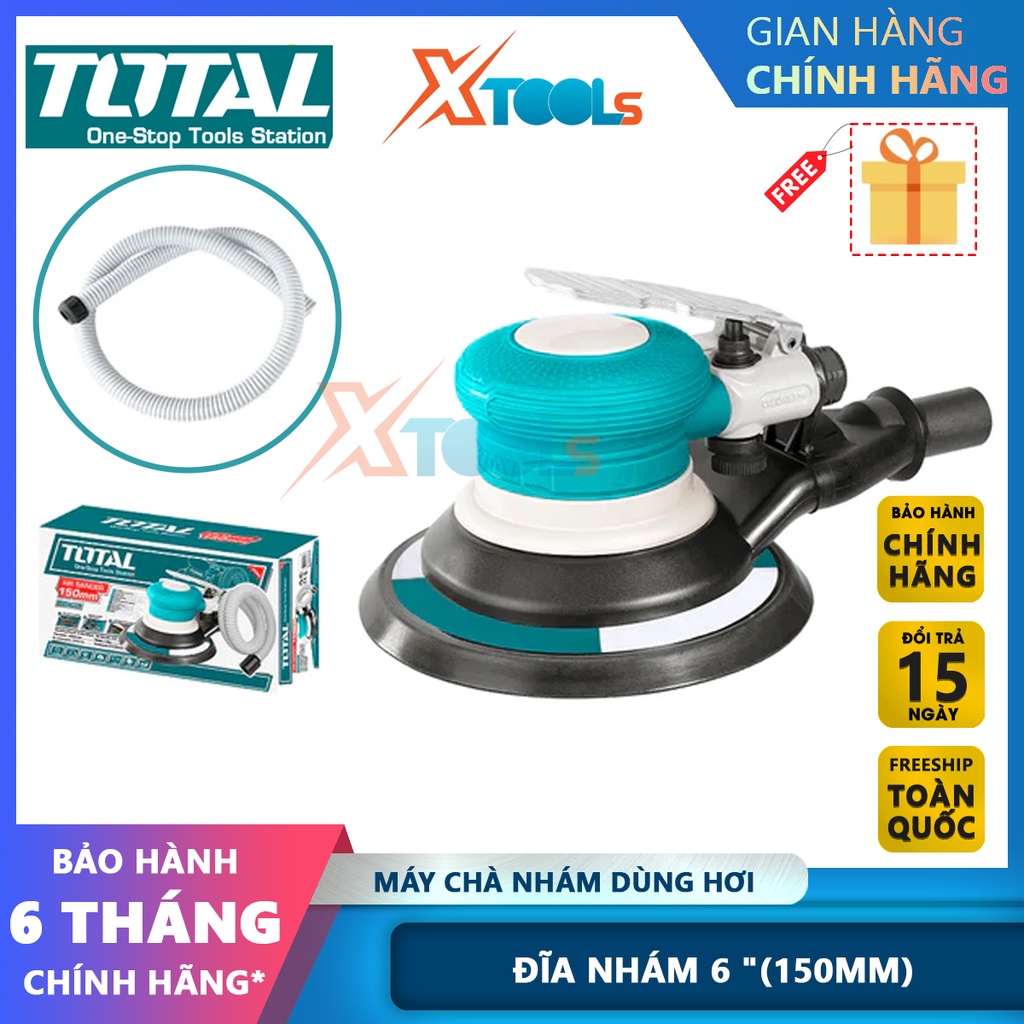 Máy chà nhám 6&quot;/150mm Total TAT91512, máy chà nhám dùng hơi, đầu hút pt 1/4inch tốc độ không tải 10500-CHÍNH HÃNG-XTOOLS
