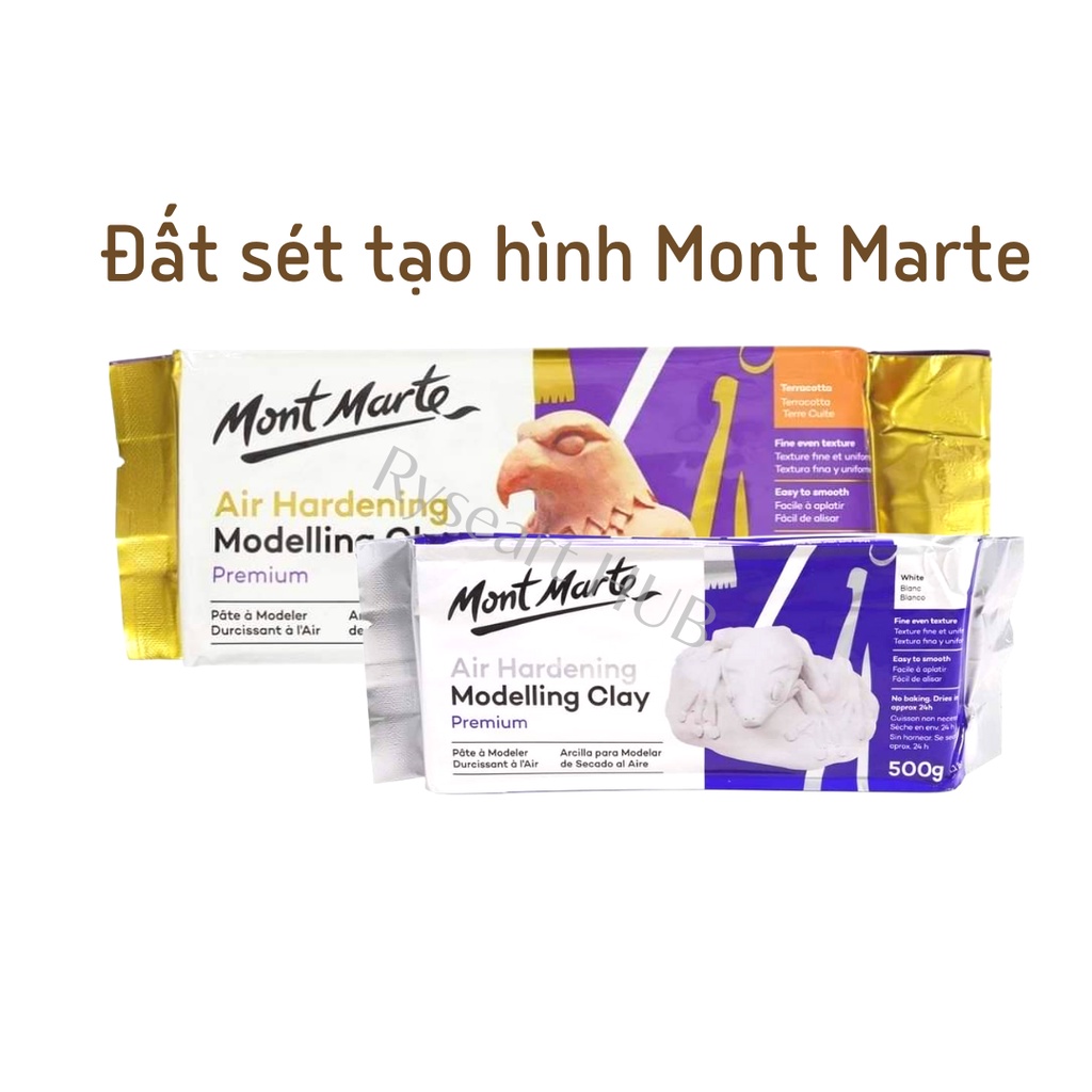 Đất sét, đất nặn tự khô Mont Marte màu trắng, nâu 500g