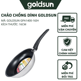 Chảo đáy từ inox chống dính goldsun gpa1400-16ih - chảo chống dính bếp từ kích thước 16cm
