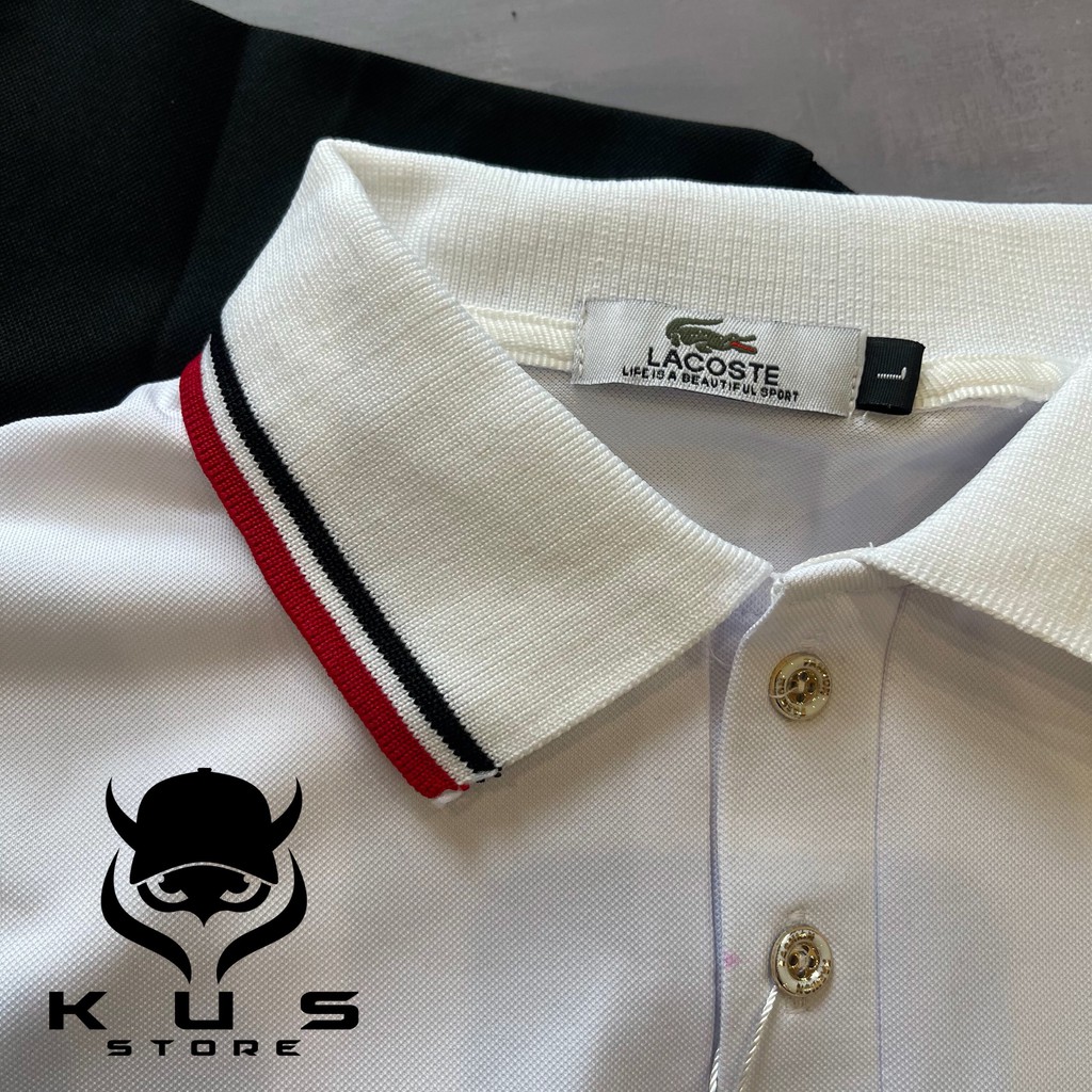 ÁO POLO Nam cổ bẻ - Phông Thun Nam có cổ ngắn tay thêu Cá Sấu phối viền thời trang - 2 Màu Đen|Trắng Trẻ Trung | BigBuy360 - bigbuy360.vn