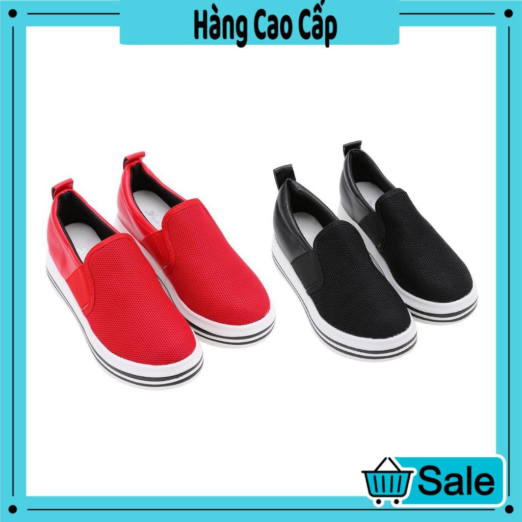 [FREE SHIP] Giày slip on giày độn đế tăng chiều cao nữ vạch kẻ đế mới nhất (đen, đỏ) | BigBuy360 - bigbuy360.vn