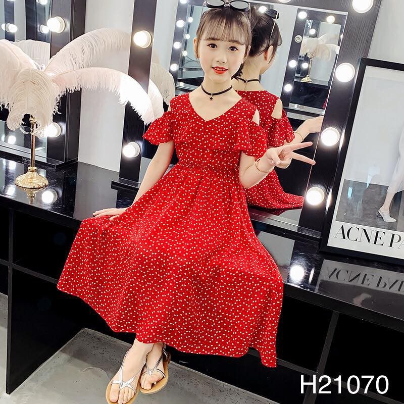 Váy cotton cho bé gái Đầm maxi trẻ em cao cấp thoáng mát full size Beeshop H21070