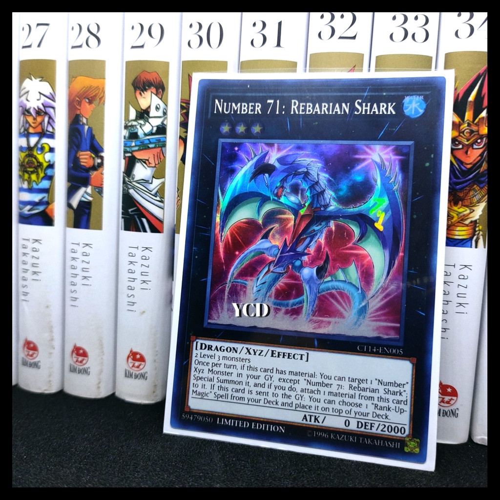 Thẻ bài Yugioh chính hãng Number 71: Rebarian Shark - Super Rare