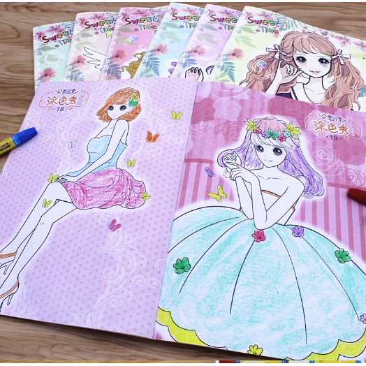 Quyển tô màu chủ đề công chúa dành cho trẻ em độ tuổi 5 đến 10 tuổi