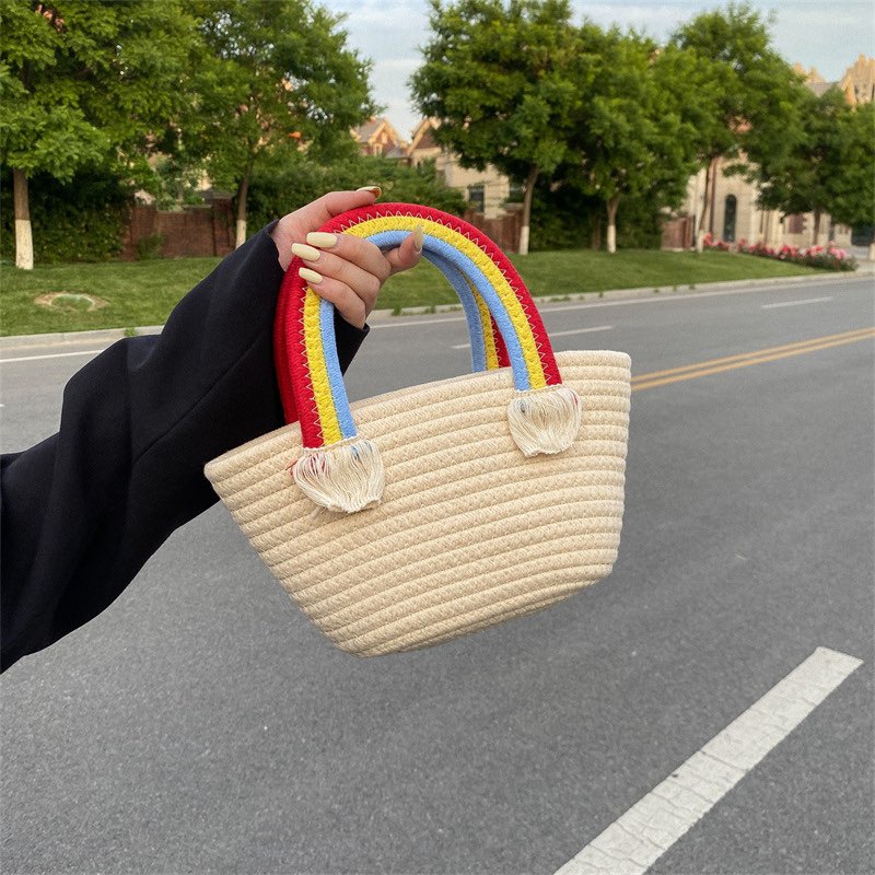 Túi Vintage Đan Cối Đám Mây Cầu Vòng