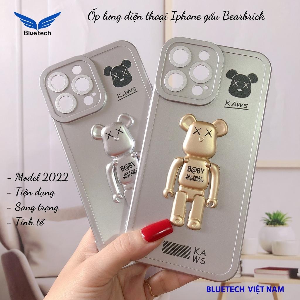 Ốp lưng gấu BearBrick kiêm giá đỡ điện thoại, Ốp lưng cao cấp phong cách mới nhất cho iphone 11 - 13promax