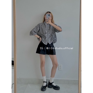 Áo sơ mi tay lửng dây rút