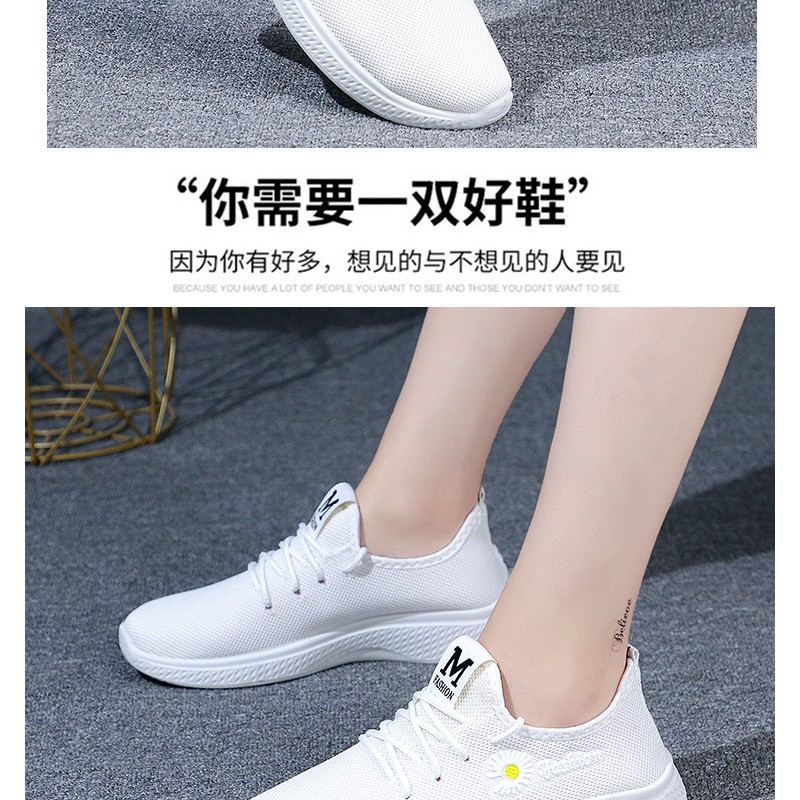 Giày thể thao phong cách thời trang Hàn Quốc nữ 2021 ,tô điểm thêm hoa cúc xinh xắn cá tính,SIÊU NHẸ,SIÊU CHẤT giá rẻ