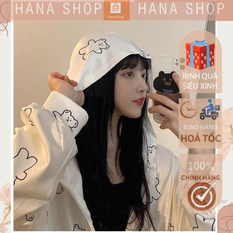 [Hàng Cao Cấp] Áo Hoodie Nỉ Nữ Hình Gấu Trắng , Unisex Khóa Kéo Kèm Mũ G023