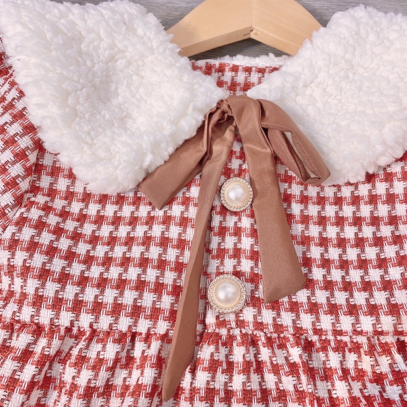 Áo khoác cho bé dạ kẻ 2 lớp lót lông từ 7-20kg