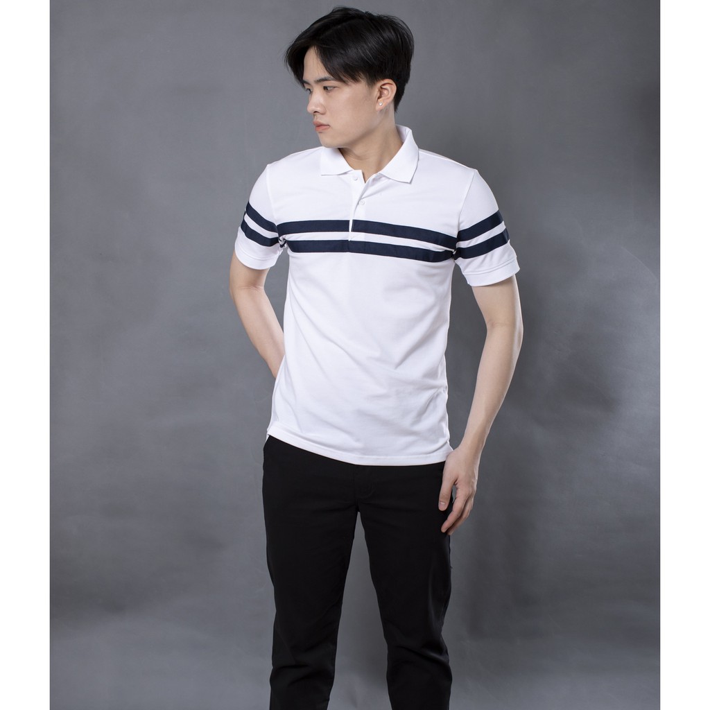 Áo thun có cổ có phối sọc (polo) nam LADOS - 9046 chất vải thoáng khí - Áo polo phối sọc đơn giản xanh đen/đỏ | BigBuy360 - bigbuy360.vn