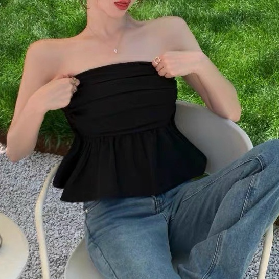 Áo croptop trễ vai nữ thiết kế xếp li dáng xòe dễ thương - AO0159 | BigBuy360 - bigbuy360.vn