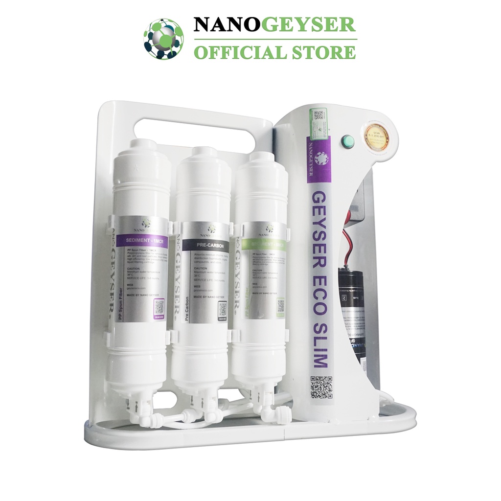 Máy lọc nước Nano Geyser ECO SLIM, Công nghệ lọc nước tinh khiết RO, Bảo hành điện tử 5 năm qua app chính hãng