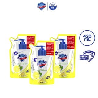 Combo 3 Nước rửa tay Safeguard Hương Chanh 420ml dạng túi