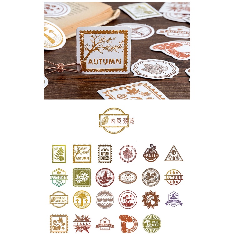 Sticker chủ đề Bức Thư Mùa Thu - Hộp 46 miếng dán trang trí sổ tay Bullet Journal - M082