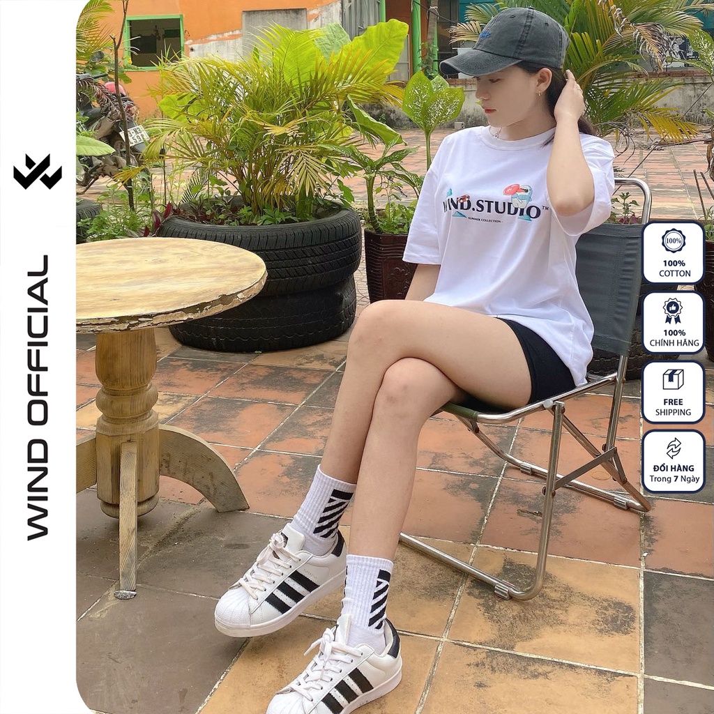 Áo thun tay lỡ form rộng WIND phông unisex 65% Shark nam nữ oversize ulzzang