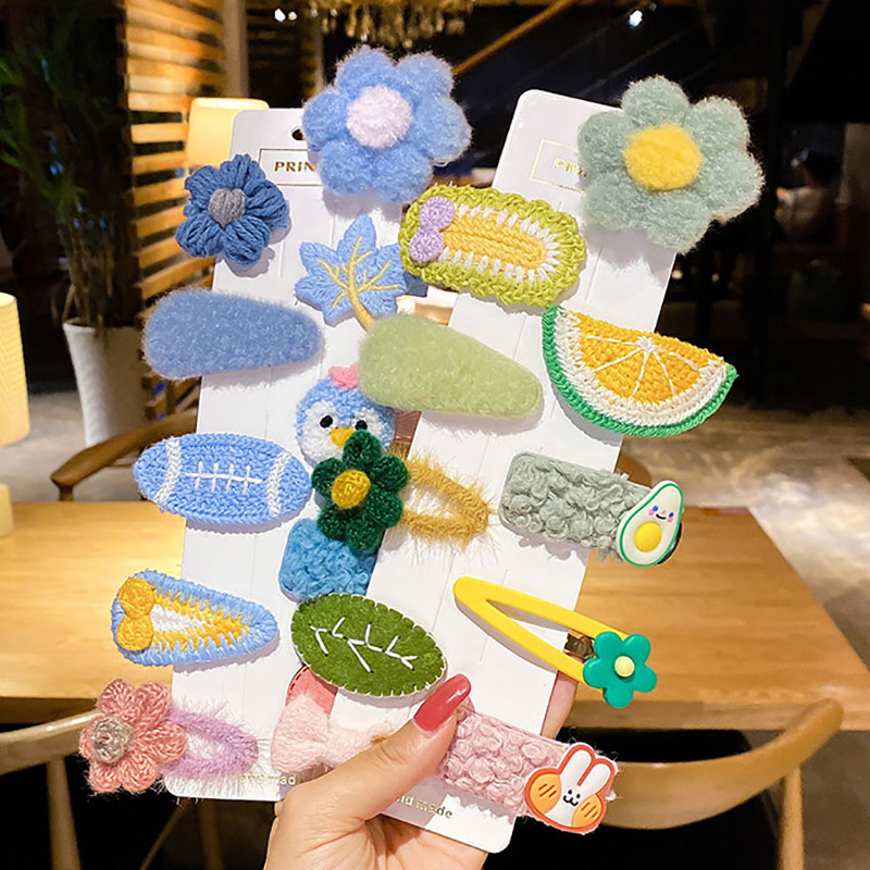 Bộ kẹp tóc vải lông xù dễ thương với nhiều loại tùy chọn