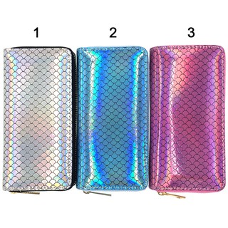 [Vân đen] Bóp Ví Tiền Dài Cầm Tay Da Bóng Hologram Vân Vẩy Cá Màu Đen Chanh Xả !