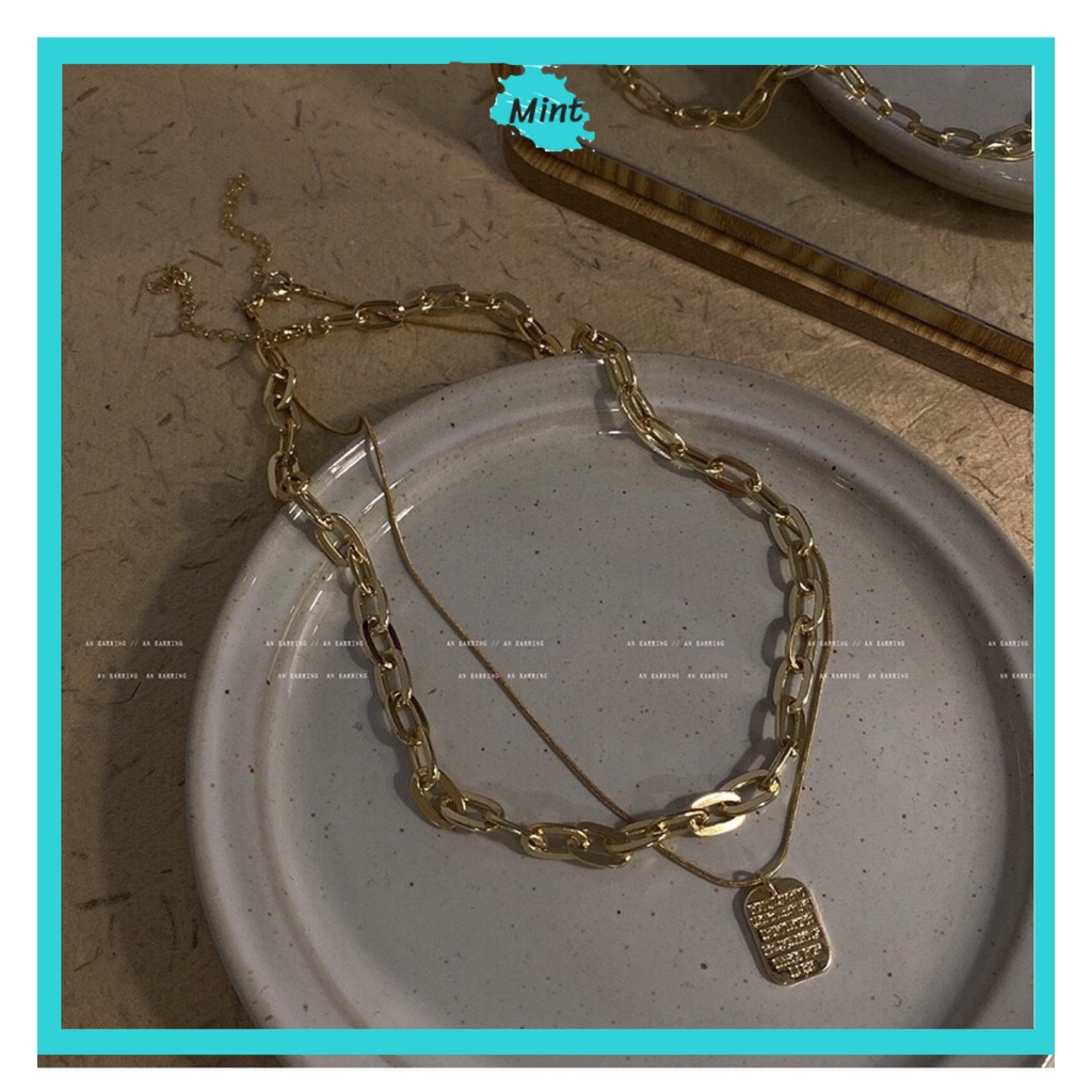 Vòng Cổ Nữ ❤️FREESHIP❤️ Dây Chuyền Retro 2 Lớp Dây Mảnh Mặt Chữ Kiểu Pháp