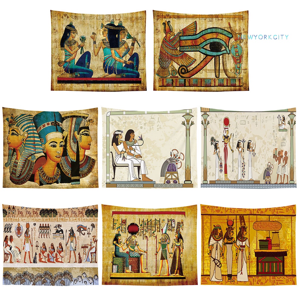 Thảm Treo Tường Trang Trí In Hình Pharaoh Ai Cập Kích Thước 95x73 / 130x150cm