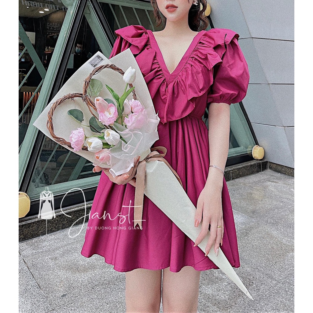 Váy maxi nữ cánh tiên tay bồng dáng xòe sexy đầm xòe nữ hở lưng TH218 | BigBuy360 - bigbuy360.vn