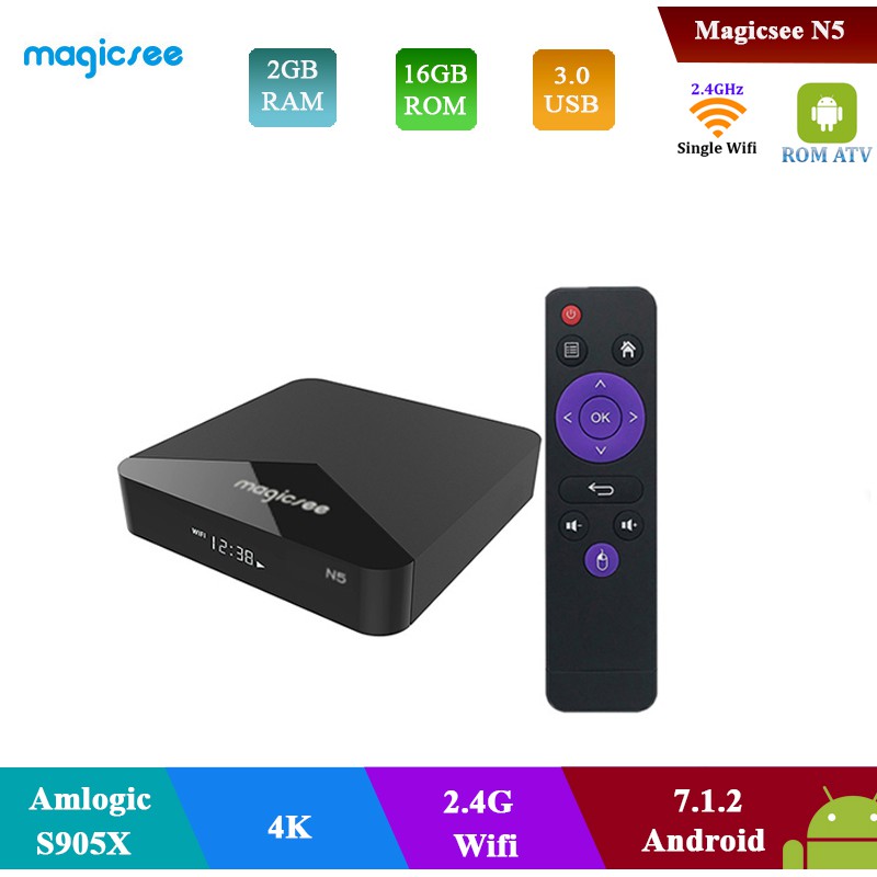 Android Tivi Box Magicsee N5 – Ram 2GB, Rom 16GB, Single Wifi – Có Rom ATV