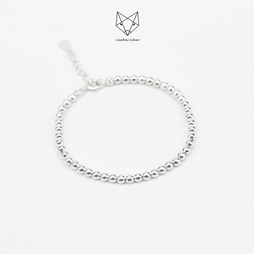 Lắc Tay Bạc Ta Cao Cấp CaoBac Silver Chuỗi Bi Đơn Giản, Cá TÍnh Cho Nữ
