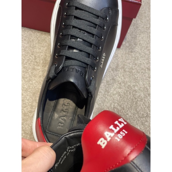 Giày thể thao nam gót đỏ thương hiệu Bally da thật cao cấp