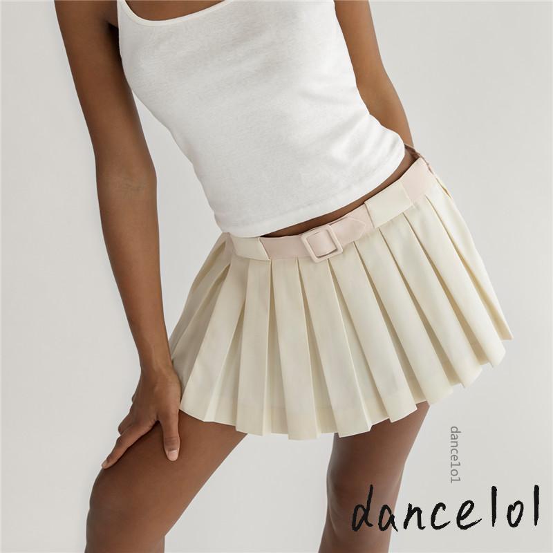 Chân Váy Chữ A Lưng Thấp Màu Trơn Kèm Thắt Lưng 1O1 Thời Trang Mùa Hè Cho Nữ