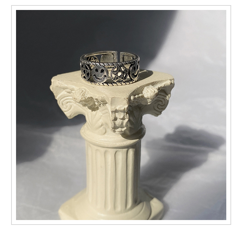 Nhẫn Hình Mặt Cười Ngôi Sao Năm Cánh Phong Cách Hàn Quốc 22765 Có Thể Điều Chỉnh Kích Cỡ