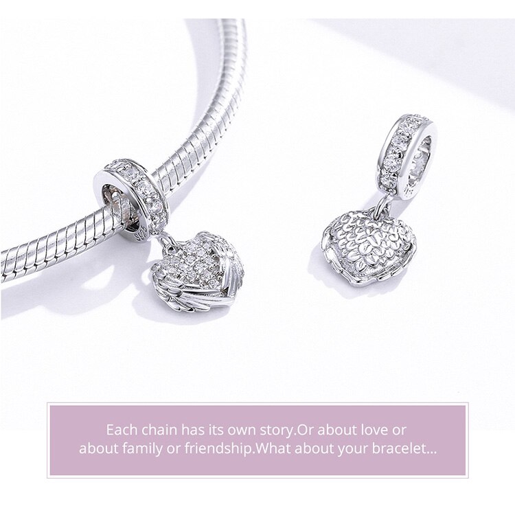 Phụ Kiện Vòng Tay Bamoer BSC138 Bạc 925 Mặt Hình Trái Tim Đính Đá Thời Trang Dành Cho Nữ