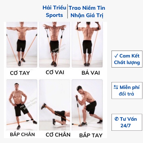 Dây kháng lực tập gym đa năng, dây ngũ sắc tập gym Hải Triều Sports