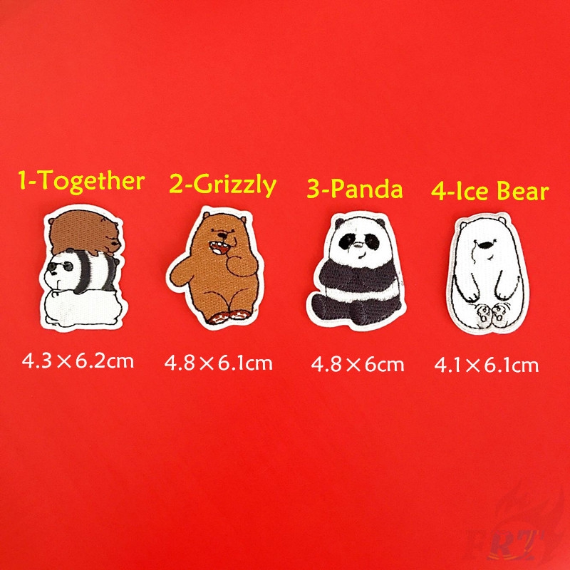 Sticker ủi thêu hình gấu trúc dễ thương