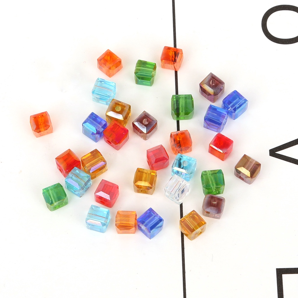 Set 50 Hạt Thủy Tinh Vuông 6mm Tự Làm Trang Sức