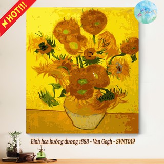 Tranh sơn dầu số hóa có khung tự tô màu theo số HOA HƯỚNG DƯƠNG - VAN GOGH 1890 SVNT001( Tranh trang trí sang trọng tết)
