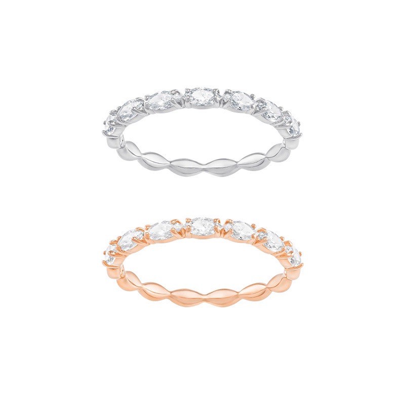 ❀✲☃Nhẫn Xi Mạ Vàng Hồng Đính Pha Lê Swarovski