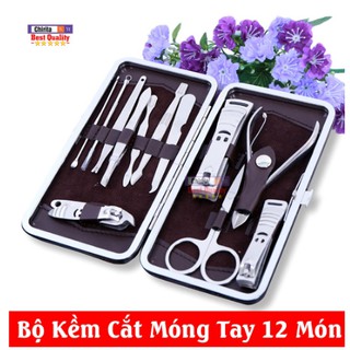 Bộ sản phẩm chăm sóc móng 12 món, Bộ kìm bấm móng tay 12 chi tiết tiện dụng