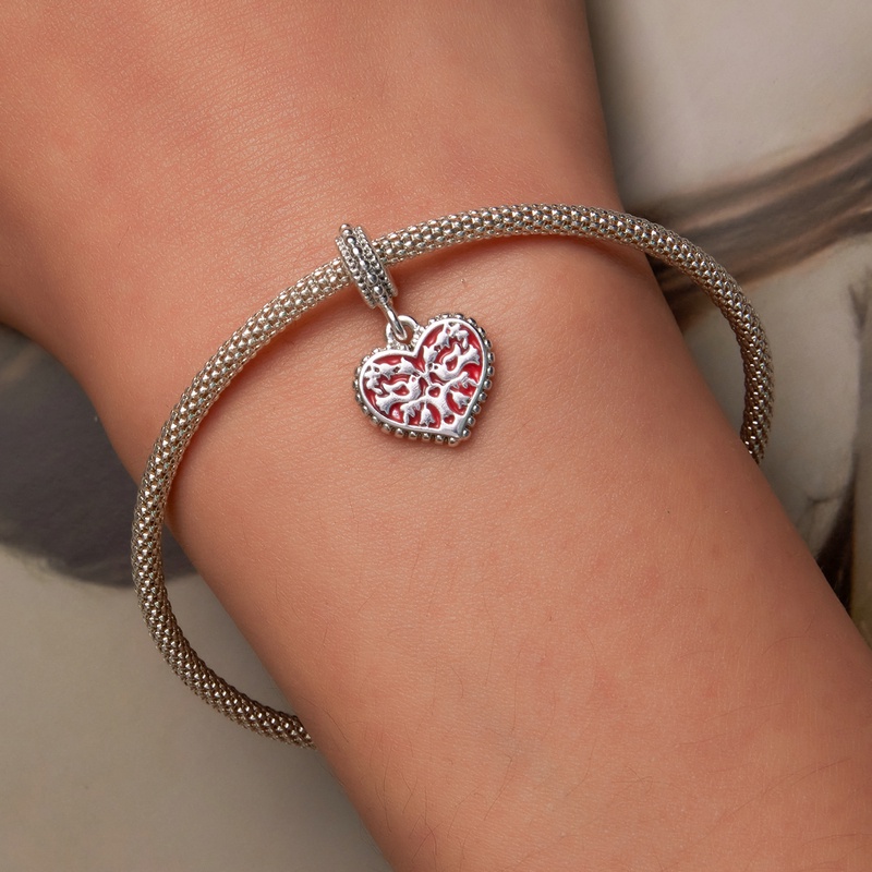 Mặt dây chuyền/ vòng tay Bamoer PA5329 màu bạc trắng hình hoa thời trang dành cho nữ